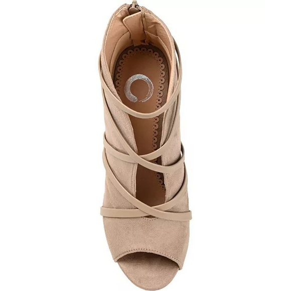 Journee Collection Samara Peep Toe Stiletto Heel Sandals Bootie 10 M Taupe Khaki - Picture 5 of 15